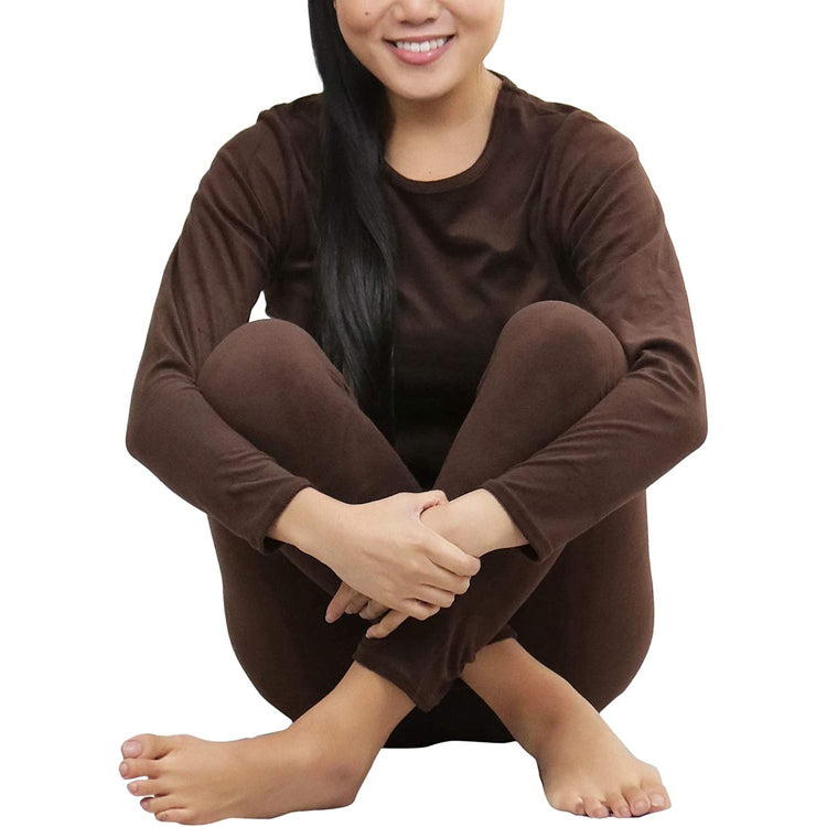 Women's Soft Velvet Long Sleeve Top and Bottom Thermal Set