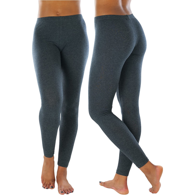 Women's Soft Knit Yoga Cotton Skinny Fit Full Length Leggings