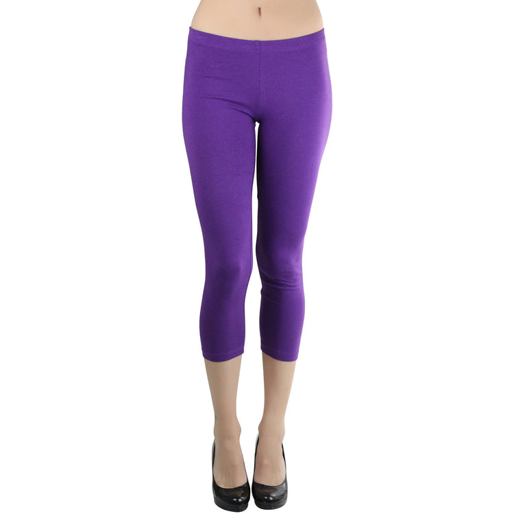 Women's Seamless Cotton Stretchy Band Yoga Activewear Capri Leggings