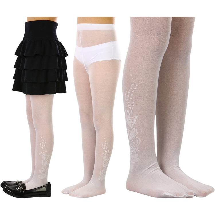 Girls to Junior Pack of 6 Opaque Nylon Tights Pantyhose Age: 1-12 Years Old