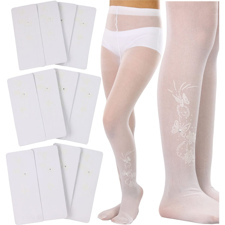 Girls to Junior Pack of 6 Opaque Nylon Tights Pantyhose Age: 1-12 Years Old