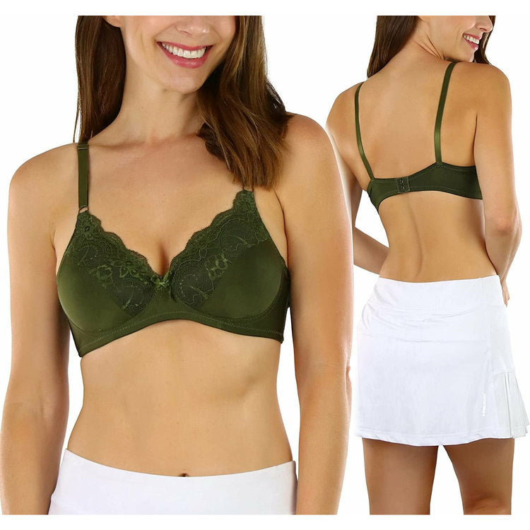 ToBeInStyle Women's Pack of 6 Slightly Padded Underwire Rose Garden Bras w/ Top Half Lace Overlay Cups