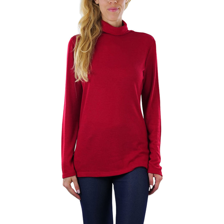 ToBeInStyle Women's Relaxed fit Long Sleeve Soft and Stretchy Turtleneck Shirt