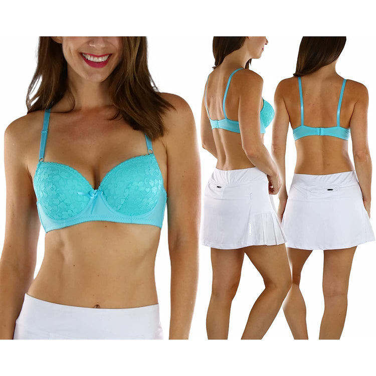 ToBeInStyle Women's Pack of 6 Underwire Padded Push Up w/Floral Lace