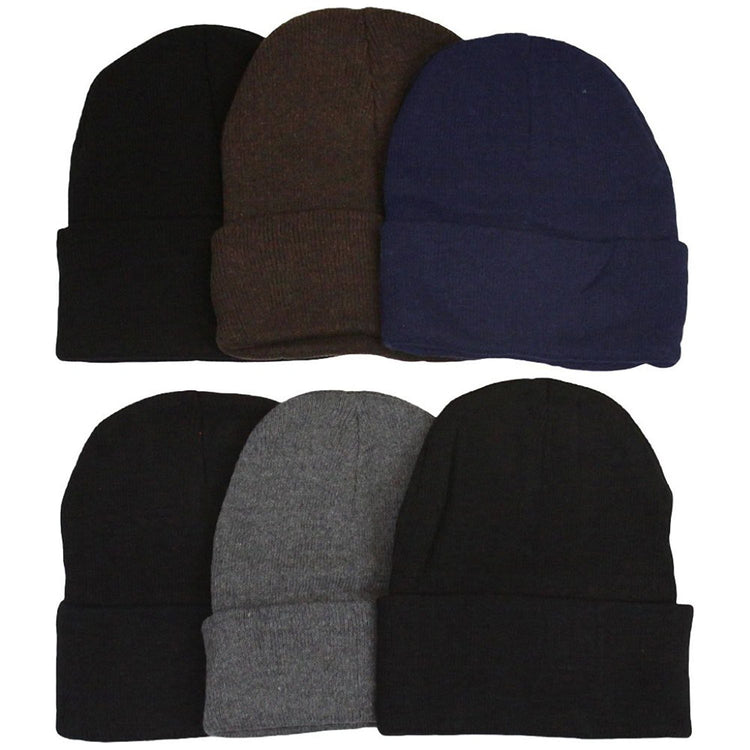ToBeInStyle Men's Pack of 6 Double Layered Beanies