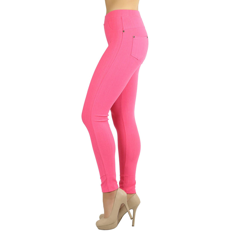 Women's Denim Like Skinny Fit Stretch Jeggings Pants