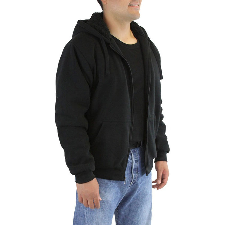 Men's Fleece Lined Sherpa Hoodie with Adjustable Drawstring Hood