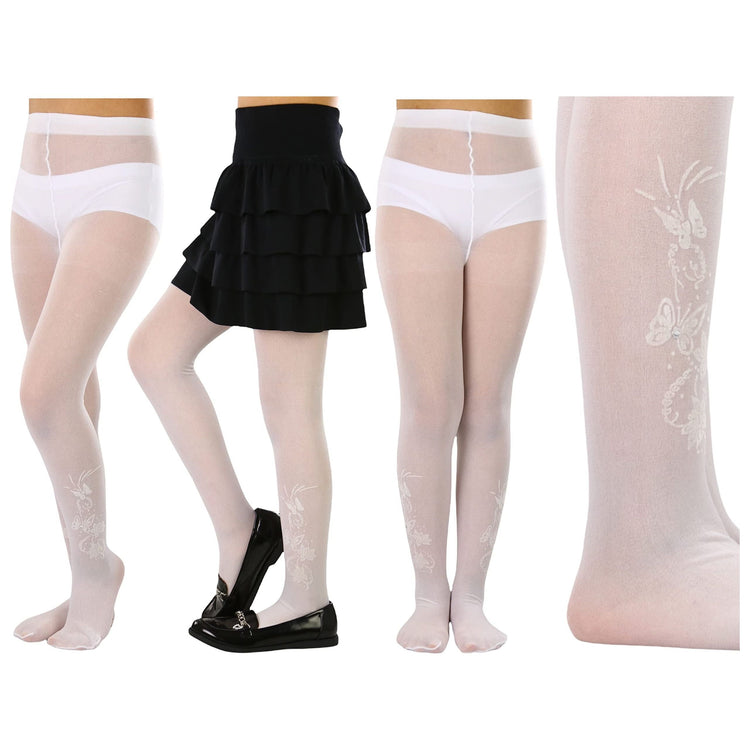 Girls to Junior Pack of 6 Opaque Nylon Tights Pantyhose Age: 1-12 Years Old