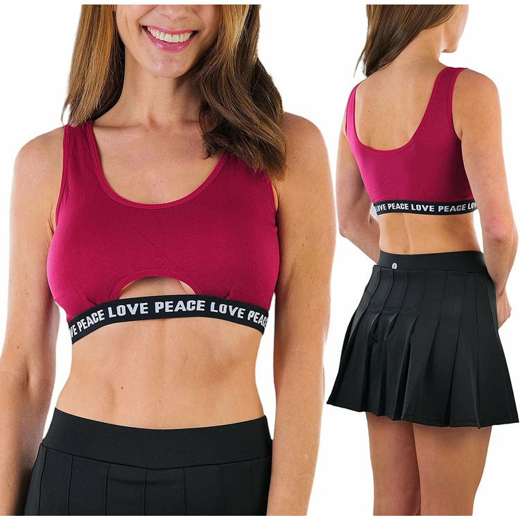 ToBeInStyle Women's Pack of 6 Seamless Peace Love Assortment Lounging Bra with Cut Out Middle