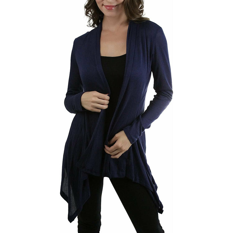 Women's Open Drape-Front Asymmetrical Hem Cardigan