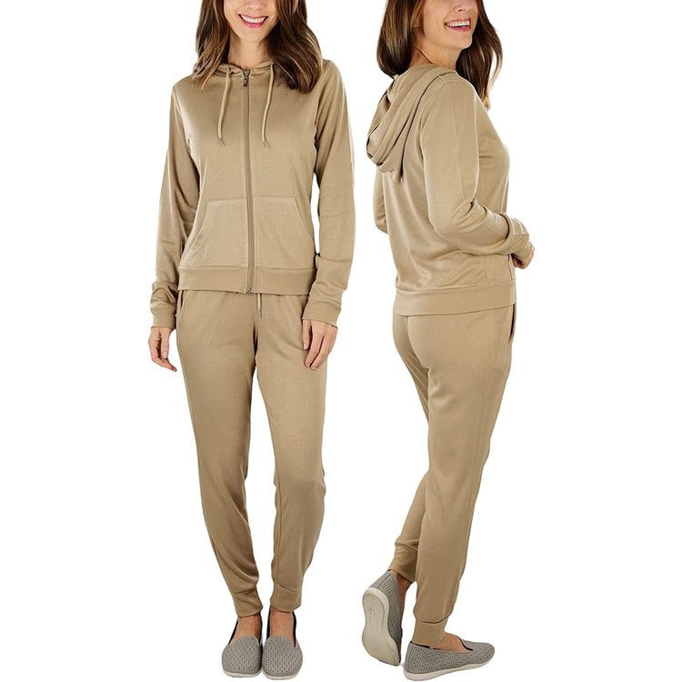 ToBeInStyle Women's French Terry Lightweight Hooded Jacket & Pants