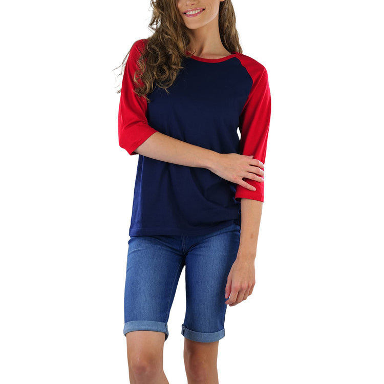 Women's Classic Two Color Cotton Baseball T-Shirts