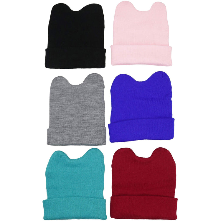 6 Pack Kids' Knitted Acrylic Winter Beanies