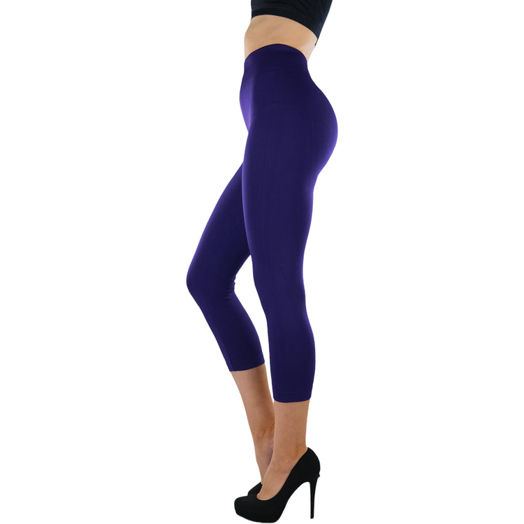 Women’s Capri Length Wide Waistband Seamless Lightweight Stretch Leggings