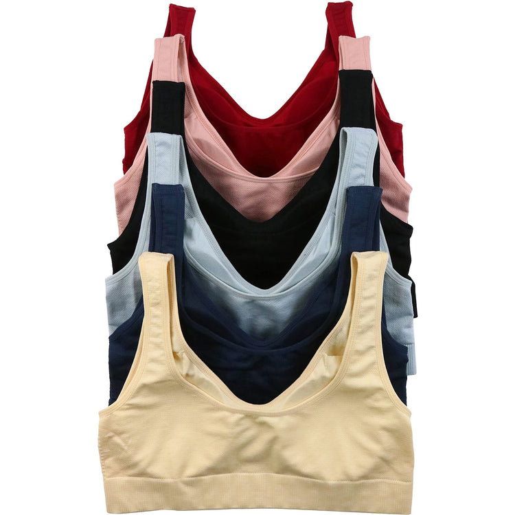 Women's Pack of 6 Deep & Neutral Comfortable Lounging Scoop Back Sports Bras