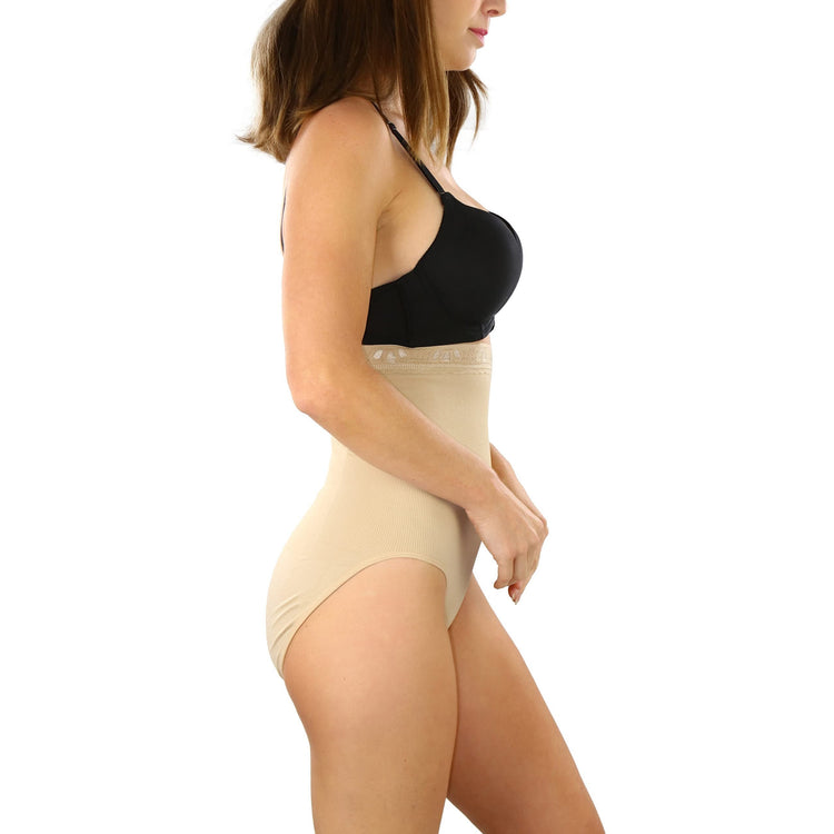 Women's Nylon-Spandex Blend High-Waisted Brief Shaper