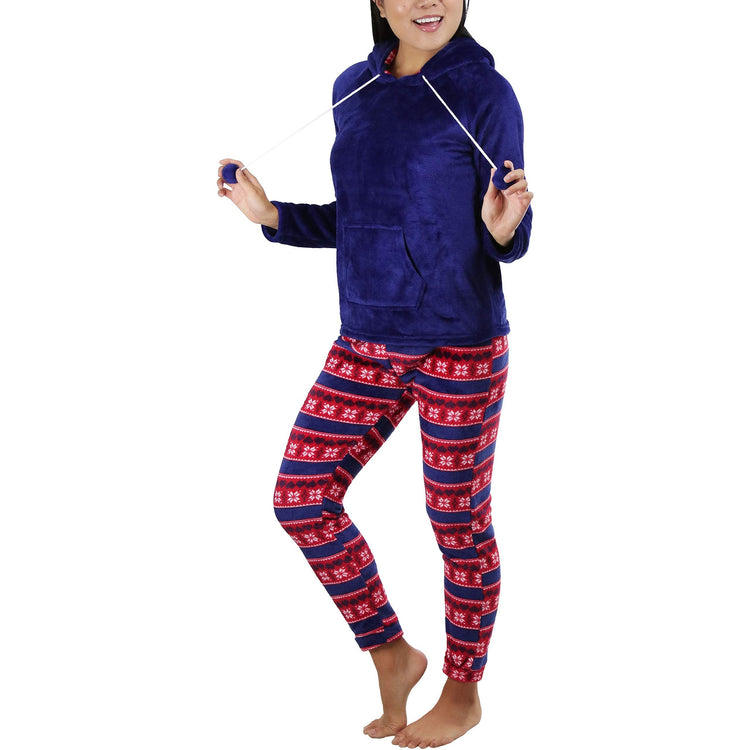 Women's Premium Plush Hoodie Lounge Pajama Set