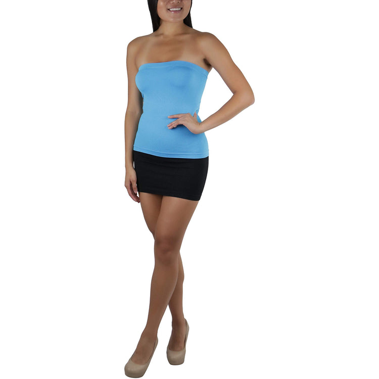 Women's Seamless Bandeau Tube Top Ribbed Without Pad