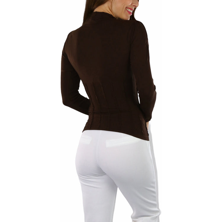 Women’s Seamless Textured Long Sleeve Turtleneck Blouse