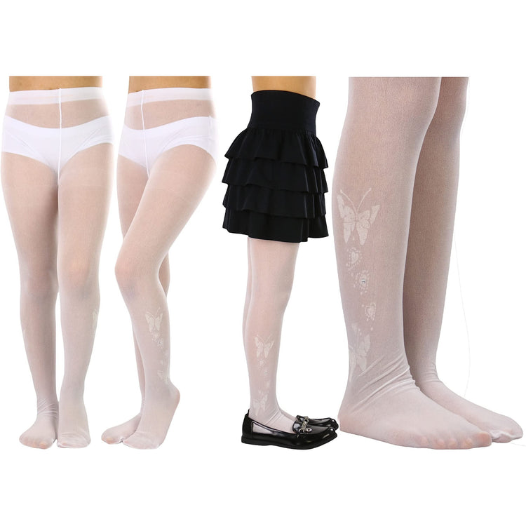 Girls to Junior Pack of 6 Opaque Nylon Tights Pantyhose Age: 1-12 Years Old