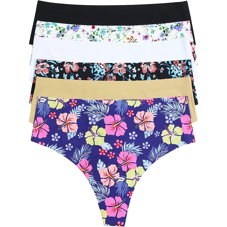 ToBeInStyle Womenโs Pack of 6 Comfortable No Panty Line Laser Cut Boyshorts
