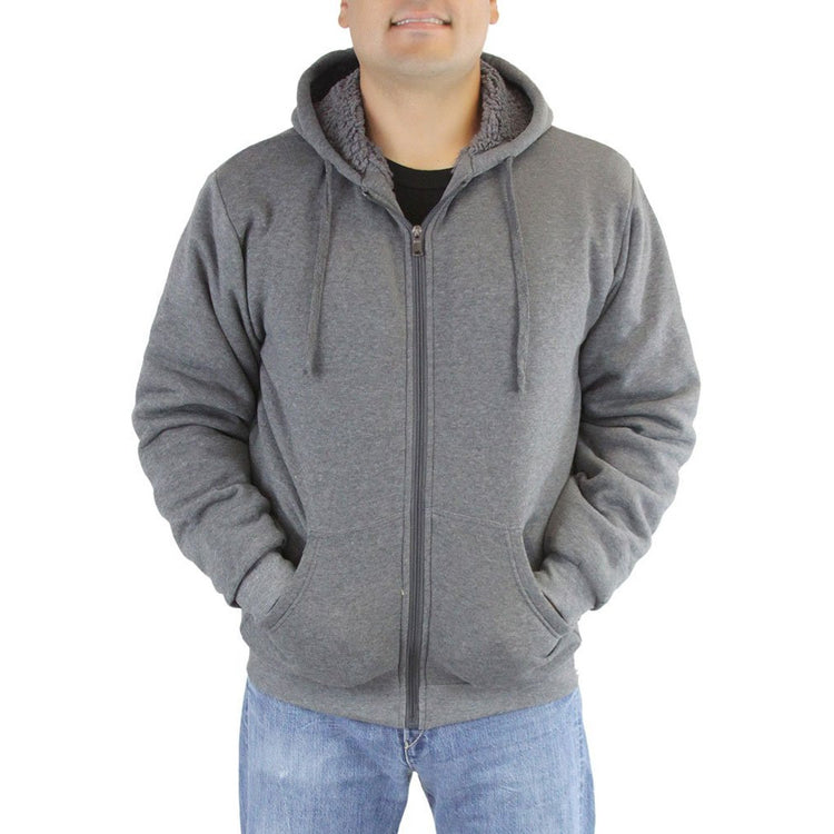 Men's Fleece Lined Sherpa Hoodie with Adjustable Drawstring Hood