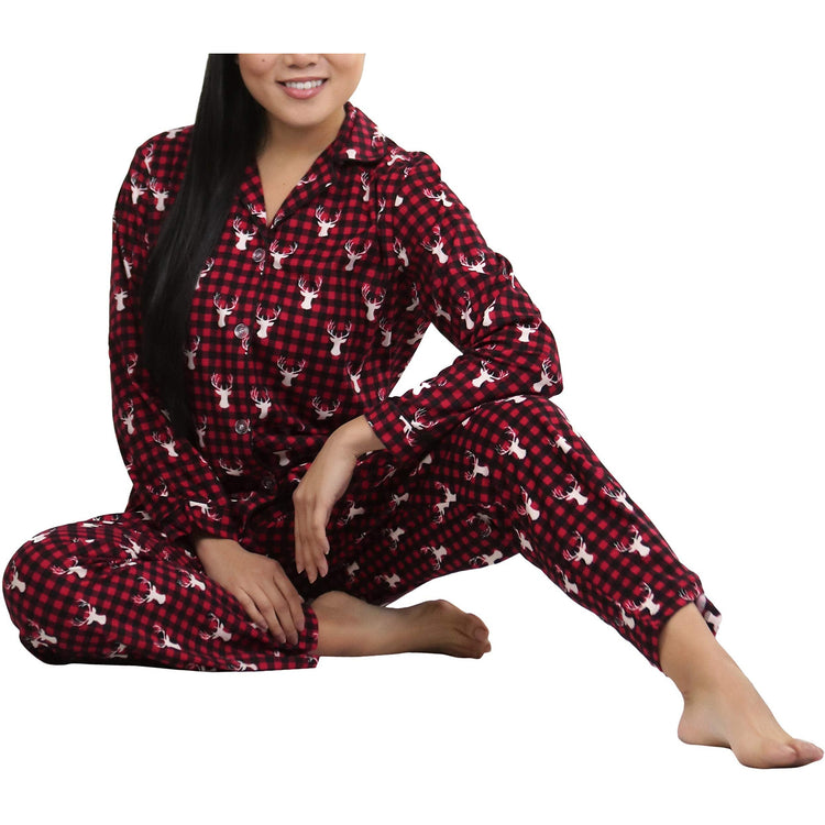 Women's Flannel Pajama Set with Matching Top and Bottom