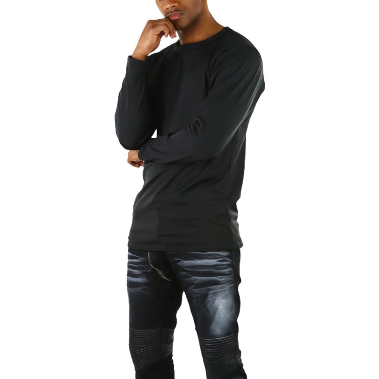 Men's Premium Fleece Lined Microfiber Thermal Long Sleeve Crewneck Shirt Top