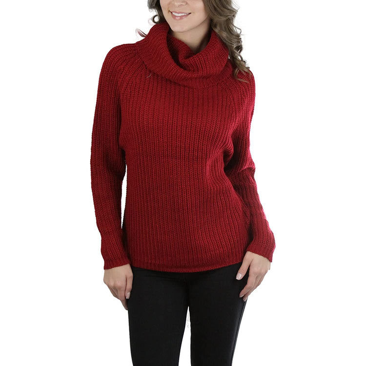 ToBeInStyle Women's Classic Knit Fold Over Turtleneck Pullover