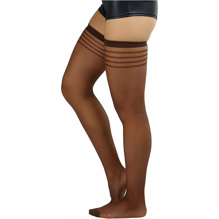 ToBeInStyle Women’s Pack of 6 Top Stripe Band Sheer Thigh High Stockings