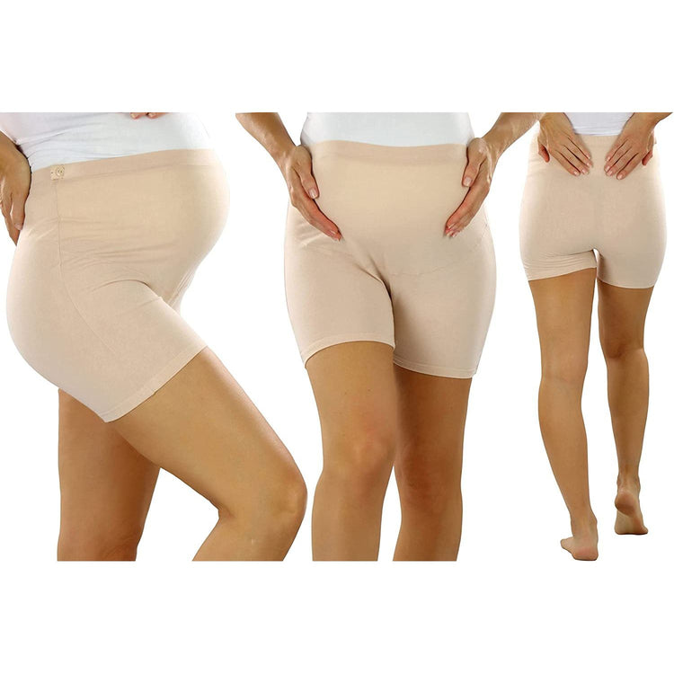 ToBeInStyle Women's Pack of 2 High Waisted Over The Bump Maternity Underwear Layering Shorts