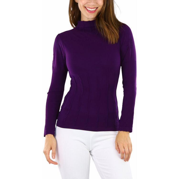 Women’s Seamless Textured Long Sleeve Turtleneck Blouse