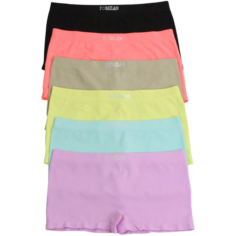 Girl's Junior Pack of 6 Heart Milan Pastel Boyshorts