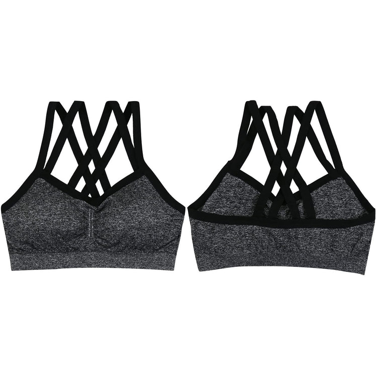 Women's Pack of 3 Wire-Free Seamless Sports Bra with Double Cross Back Design