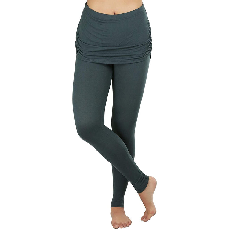 ToBeInStyle Women's High Waist Leggings with Attached Mini Skirt