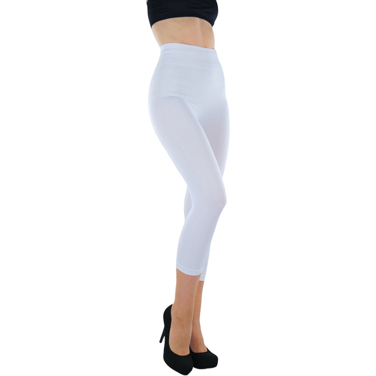Women’s Capri Length Wide Waistband Seamless Lightweight Stretch Leggings