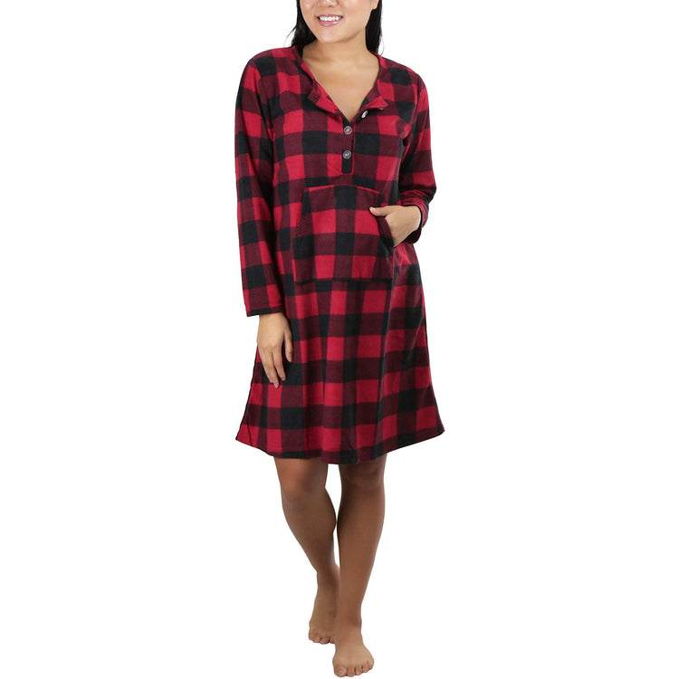 Women's Cozy Fleece Pajama Long Sleeve Nightgown