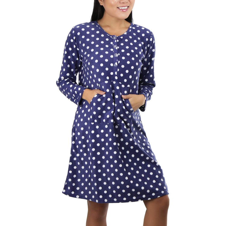 Women's Cozy Fleece Pajama Long Sleeve Nightgown