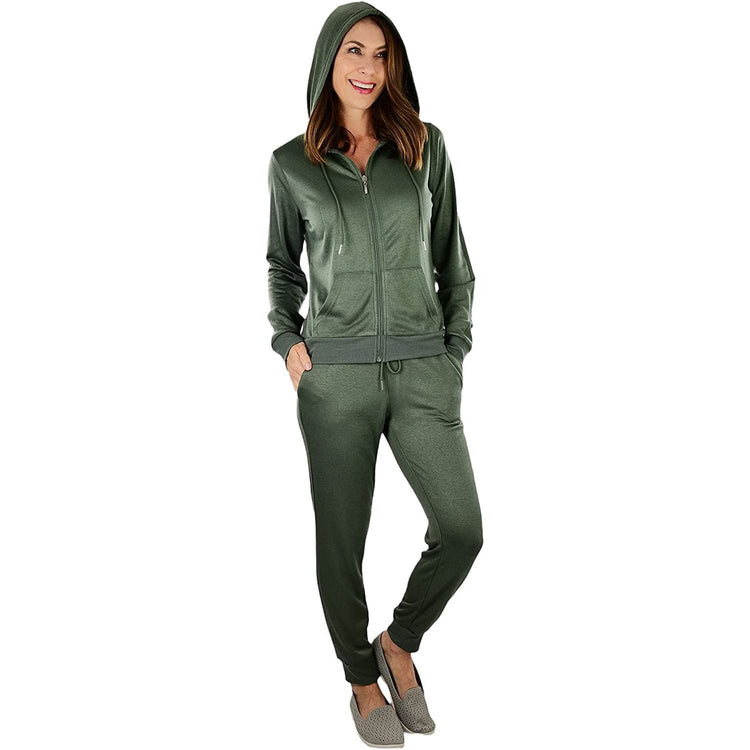 ToBeInStyle Women's French Terry Lightweight Hooded Jacket & Pants