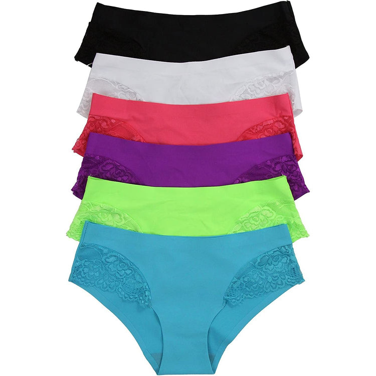ToBeInStyle Womenโs Pack of 6 Comfortable No Panty Line Laser Cut Boyshorts