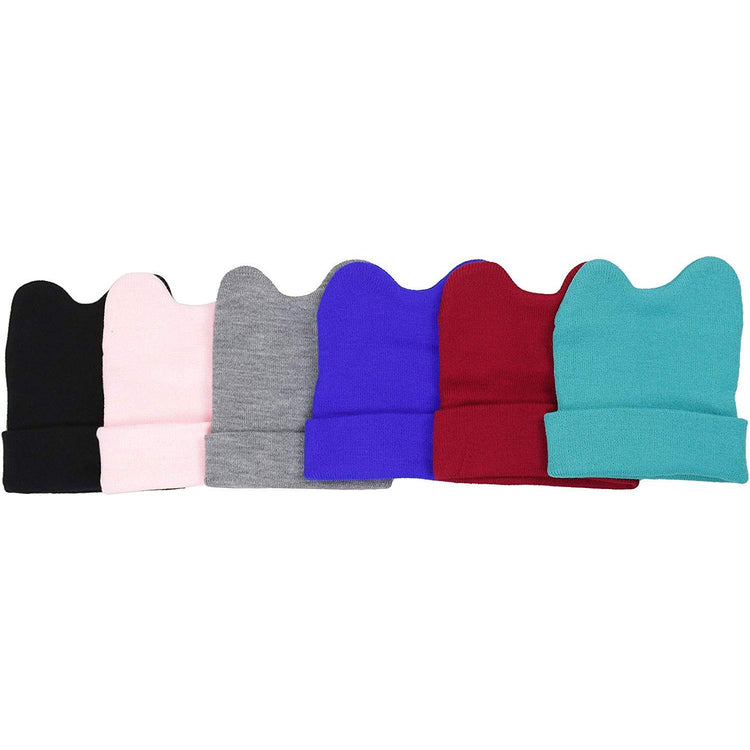 6 Pack Kids' Knitted Acrylic Winter Beanies