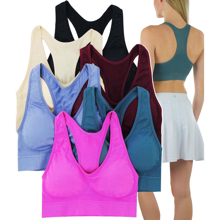 Women’s Pack of 6 Comfortable and Supportive Racerback Sports Bras