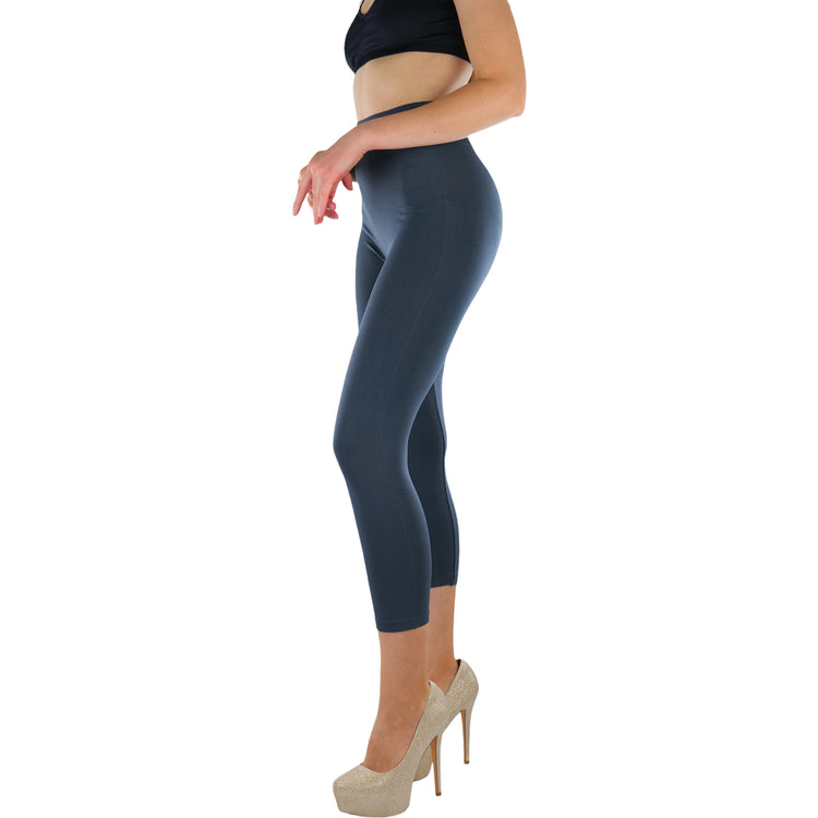 Women’s Capri Length Wide Waistband Seamless Lightweight Stretch Leggings