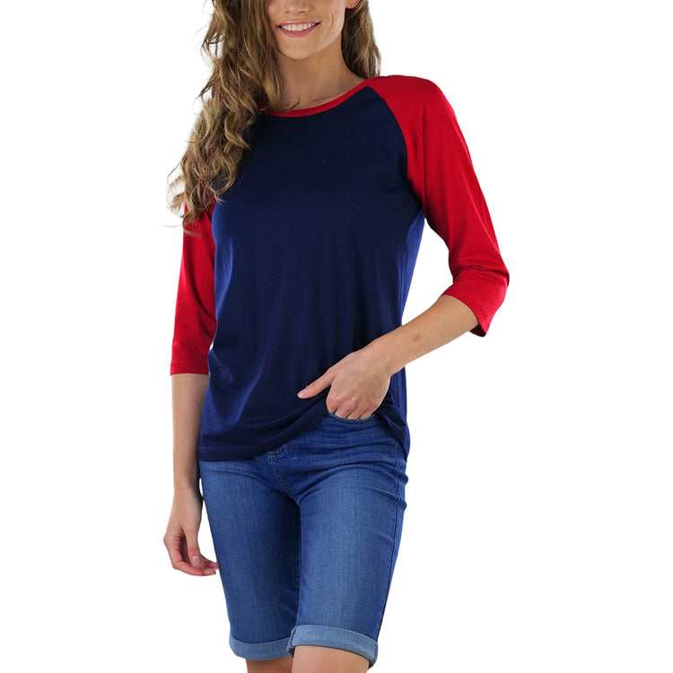 Women's Classic Two Color Cotton Baseball T-Shirts