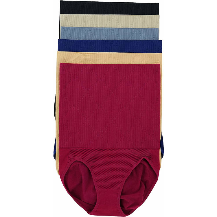 Women's 6 Pack of Classic Assorted Seamless High Waisted Double Layer Shaper Briefs