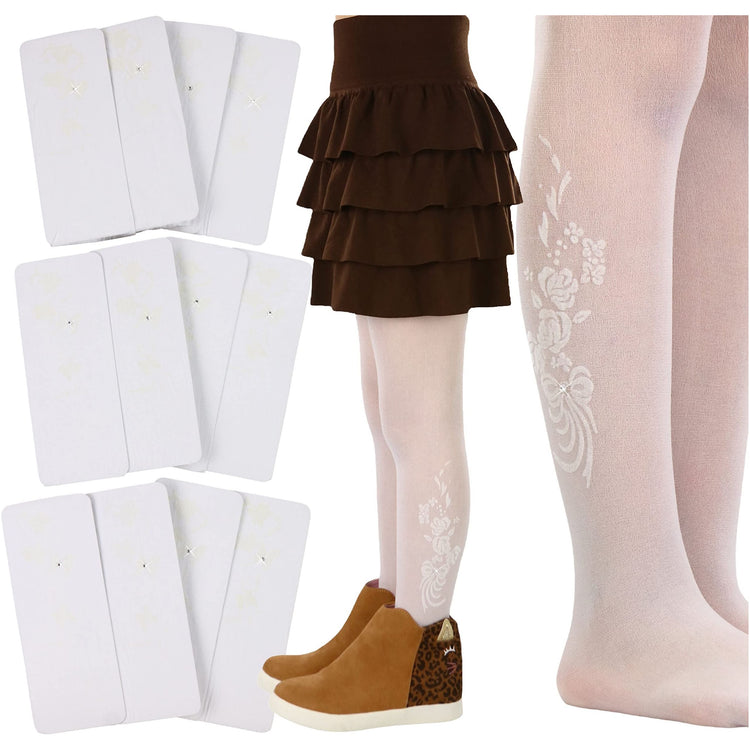 Girls to Junior Pack of 6 Opaque Nylon Tights Pantyhose Age: 1-12 Years Old