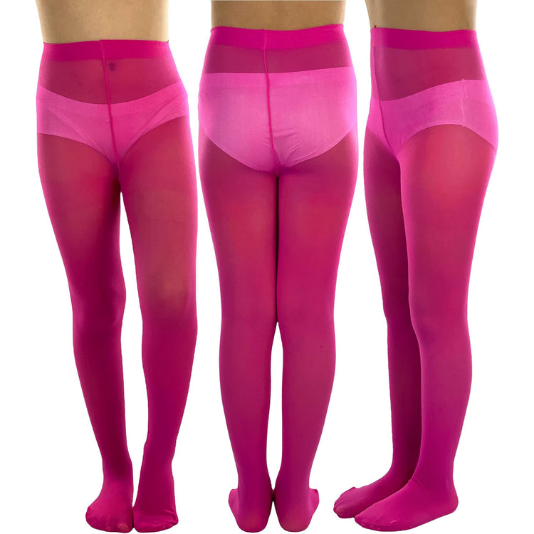 Girls to Junior Pack of 6 Opaque Nylon Tights Pantyhose Age: 1-12 Years Old
