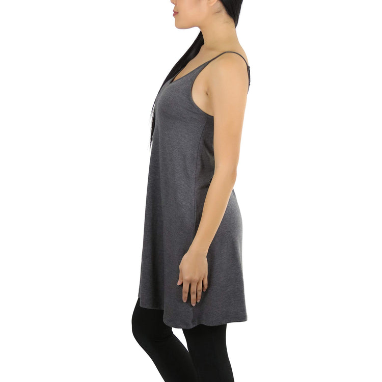 Women's V Neck Adjustable Spaghetti Strap Rayon Tunic