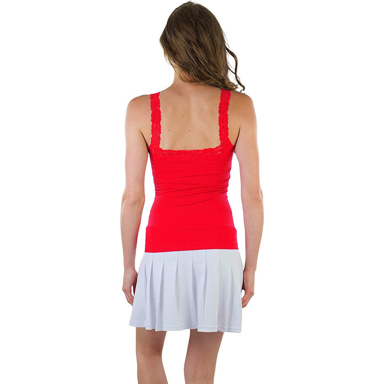 Women's Seamless Adjustable Camisole Top w/Floral Lace Trim Design