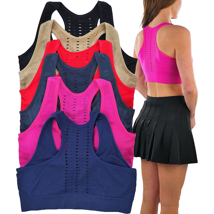 ToBeInStyle Women’s Pack of 6 Comfortable and Supportive Racerback Sports Bras